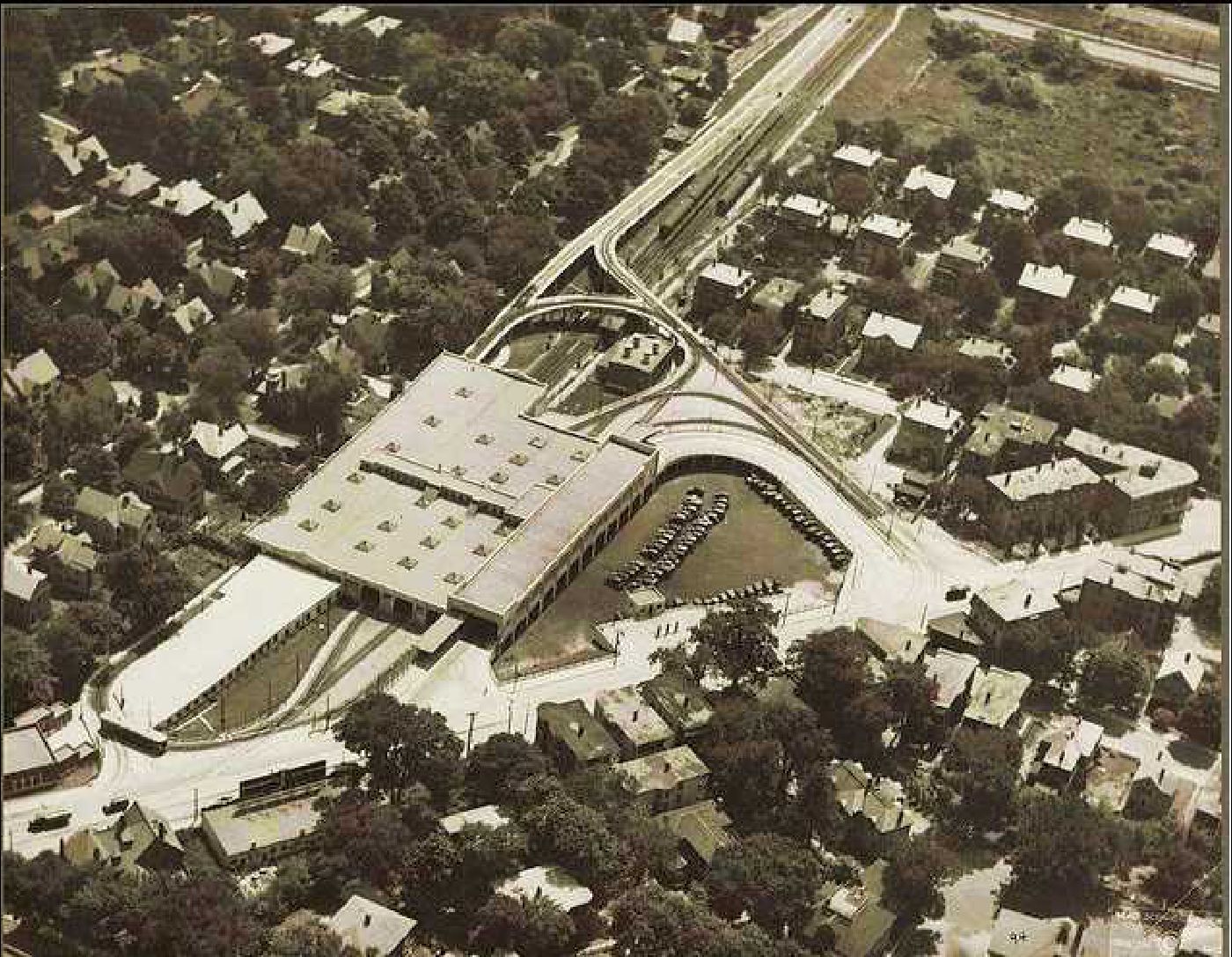 Aerial photo of Ashmont Station 1929  